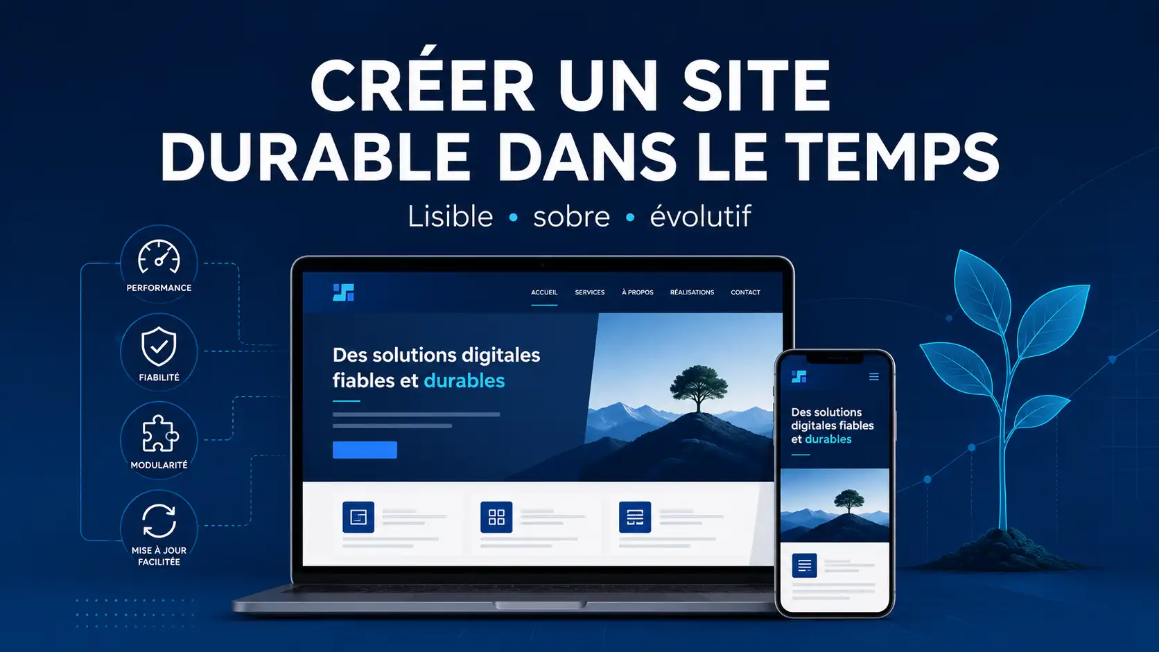 Illustration minimaliste pour l’article créer un site durable dans le temps