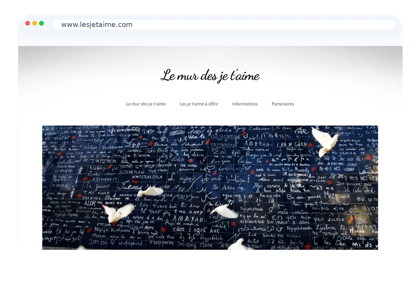 Capture du site Le Mur des Je t’aime