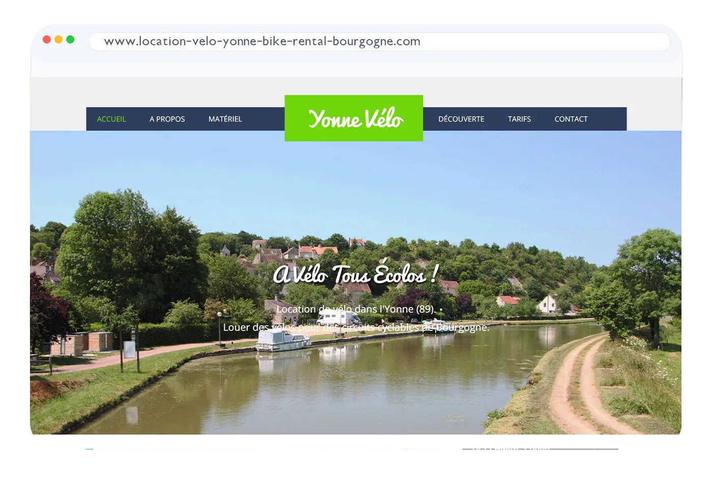 Capture du site Yonne Vélo