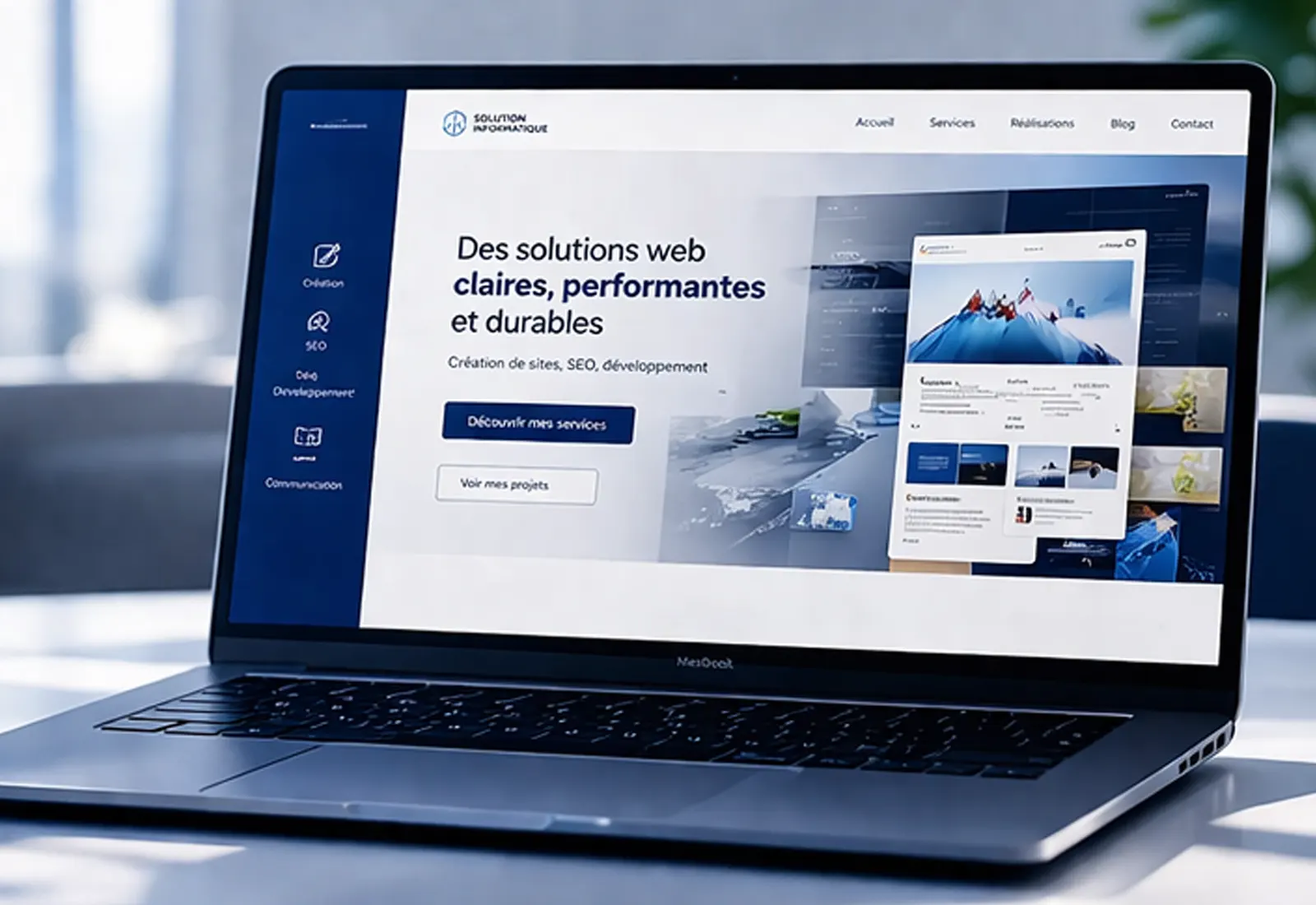 Illustration de services web, référencement naturel et éco-conception